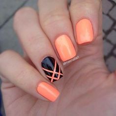 Orange and black nails