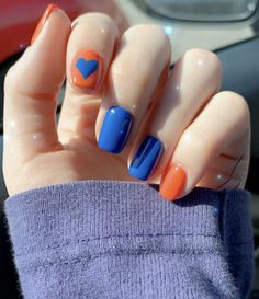 Blue and orange nails