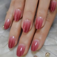  Nude and Red Ombre Nails