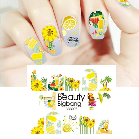 Sunflower Lemon Series Water Decals Transfer Nail Art Stickers