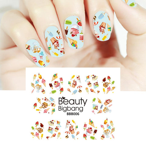 Ice Cream Cake Patterns Water Decals Transfer Nail Art Stickers