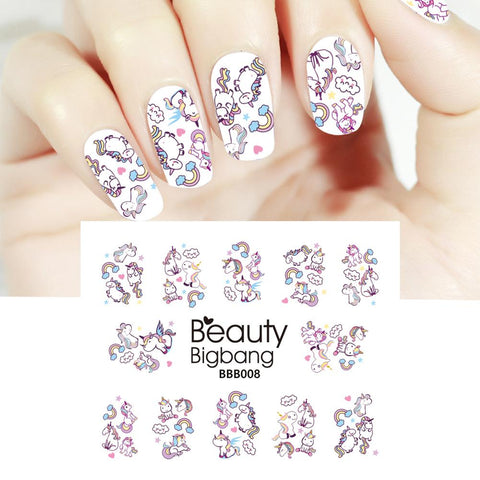 Unicorn Series Rainbow Designs Water Decals Transfer Nail Art Stickers