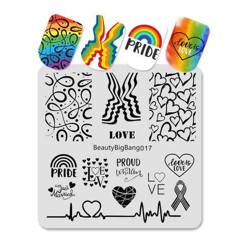 LGBT Pride Love Rainbow Square Nail Stamping Plate
