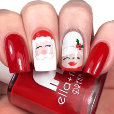 Santa Claus Glitter Winter Nail Design