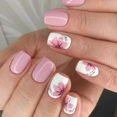 Pink Fall Nail Art Idea