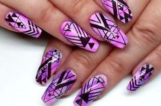 Aztec Purple Nail Design