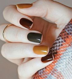 Solid color Autumn Nail Design   