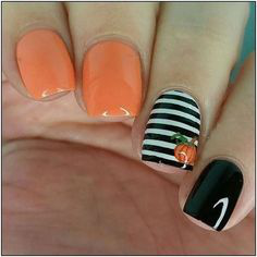 Pumpkin Fall Nail Art Idea