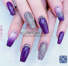 Glitter Purple Nail Design