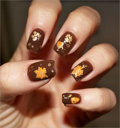 Gold Fall Nail Art Idea   