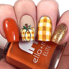 Pumpkin Autumn Nail Design