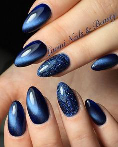 Metallic Blue New Year Nail Idea