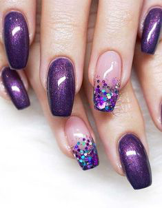 Holographic Purple Nail Design