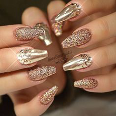 Gold Sequins New Year Nail Idea