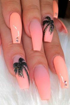 Pink Summer Coffin Nail Design