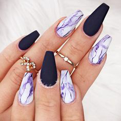 Marble Coffin Purple Nail Design