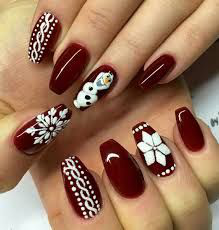 Red Glitter Winter Nail Design