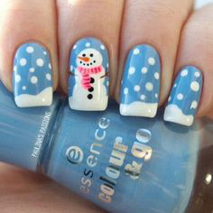French Snowman Winter Nail Design