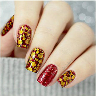 Gold Sequins Valentine Nail Design