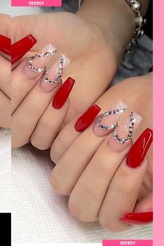 Rhinestones Close Love Valentine Nail Design