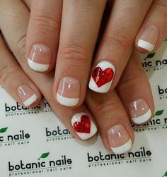 French Love Valentine nail art idea