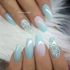 White and Blue Ombre Nails