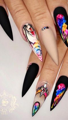 Glass Style Valentine’s Long Nail Art Idea