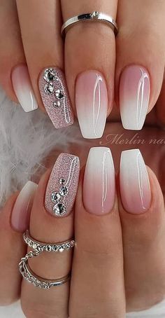 Nude and White Ombre Nails