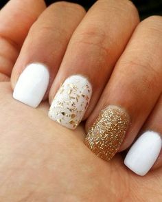 White and gold nail designs