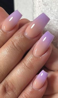 Nude and Purple Ombre Nails