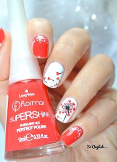 Love dandelion Valentine Nail Design