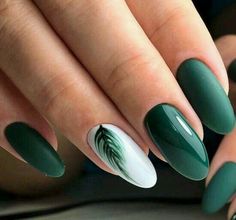 Green Almond Nail Design