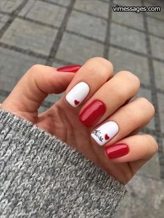 Gel Red Valentine Nail Design