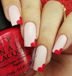 Love in the Corner Valentine nail art idea