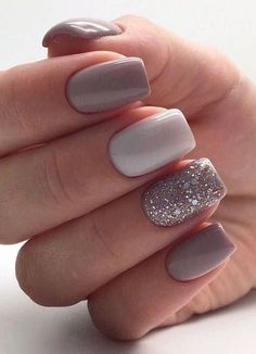 Glitter Square Nail Design