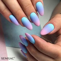 Blue and Pink Ombre Nails