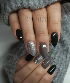 Black and silver nail designs