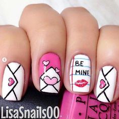 Love Mail Valentine nail design