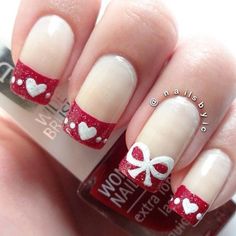 French Valentine nail design