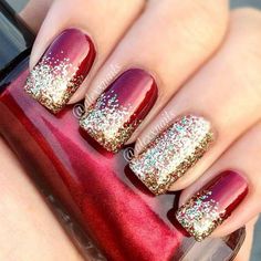 Red and gold nail designs