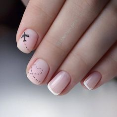 Nude Air travel Valentine’s Nail Art Idea