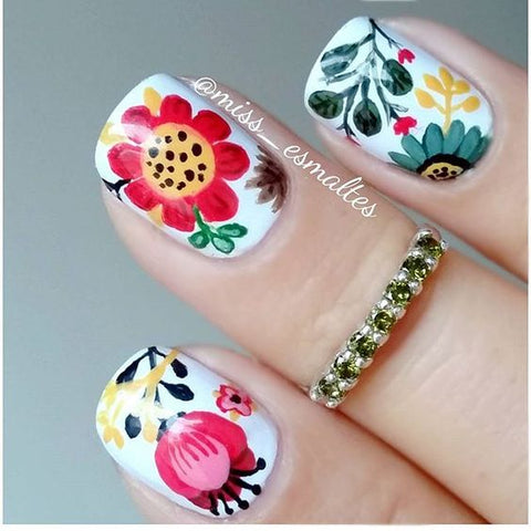 floral nail art design