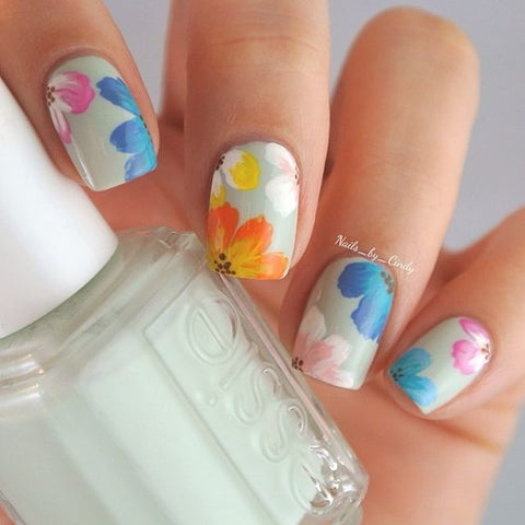 floral nail art design