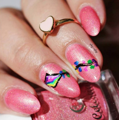 pink nail art design