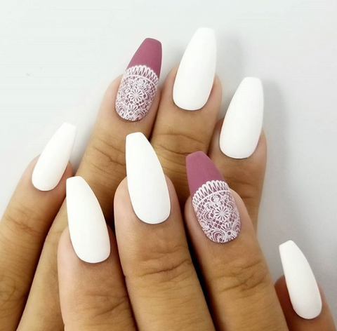 white matte nail designs