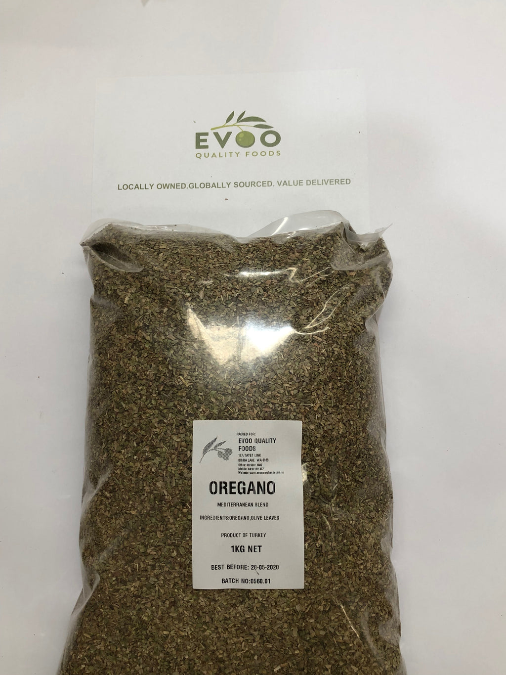 Oregano Rubbed Dried 1kg Bag EVOO QF