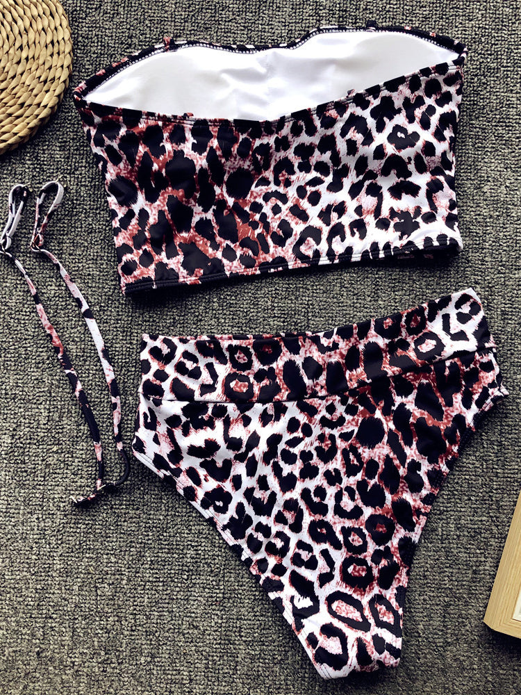 leopard strapless bikini