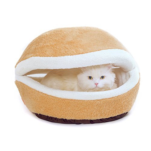 Hamburger Litter Windproof Pet Nest Shell Cat Bed Hiding Burger Bun Pet Bed G6I3