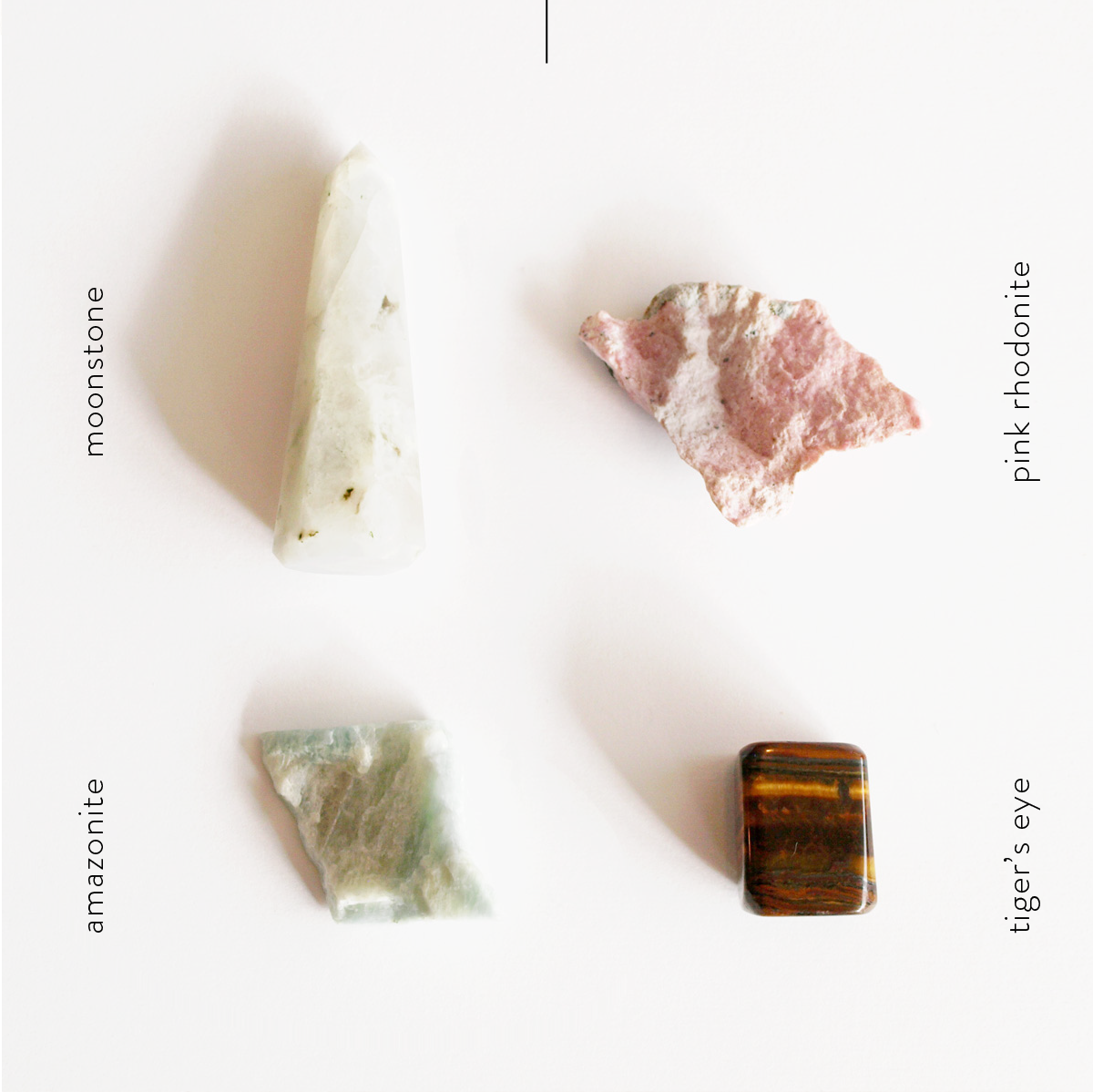 March gemstone forecast - amazonite, rhodonite, moonstone and tiger's eye