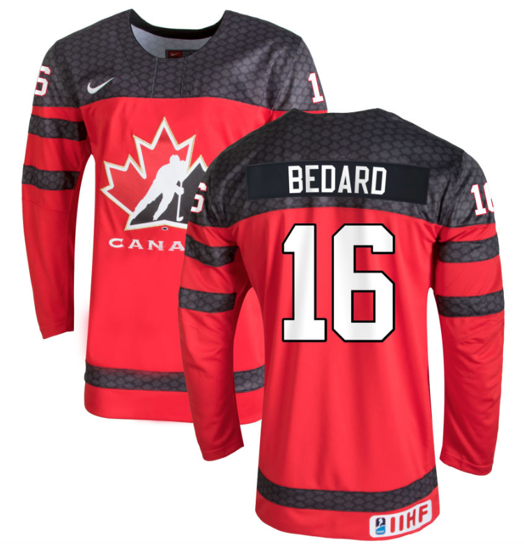 Men's Nike Red IIHF International Hockey Team Canada Connor Bedard Rep
